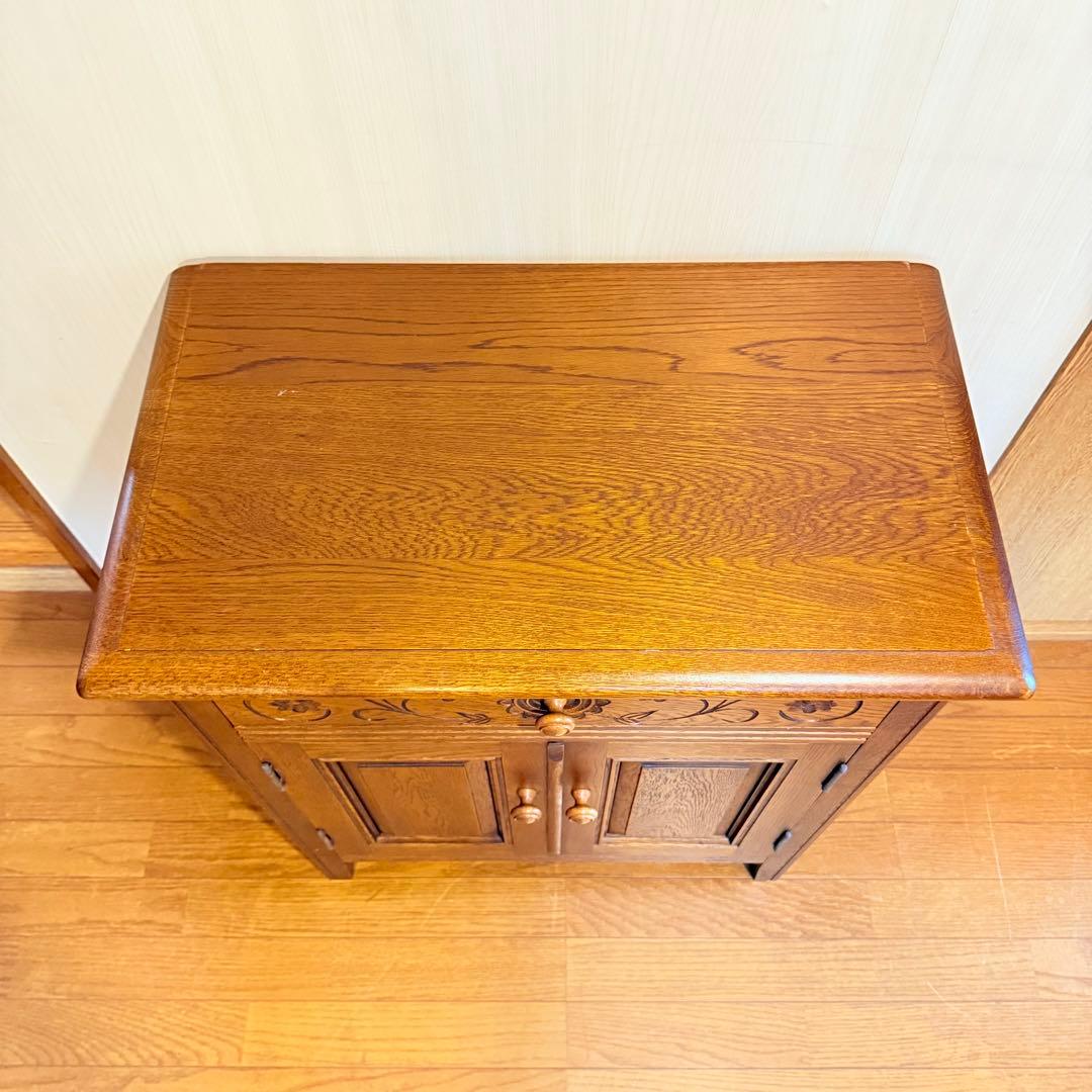 【希少】勇峰工芸 花柄キャビネット 旭川家具 キャビネット