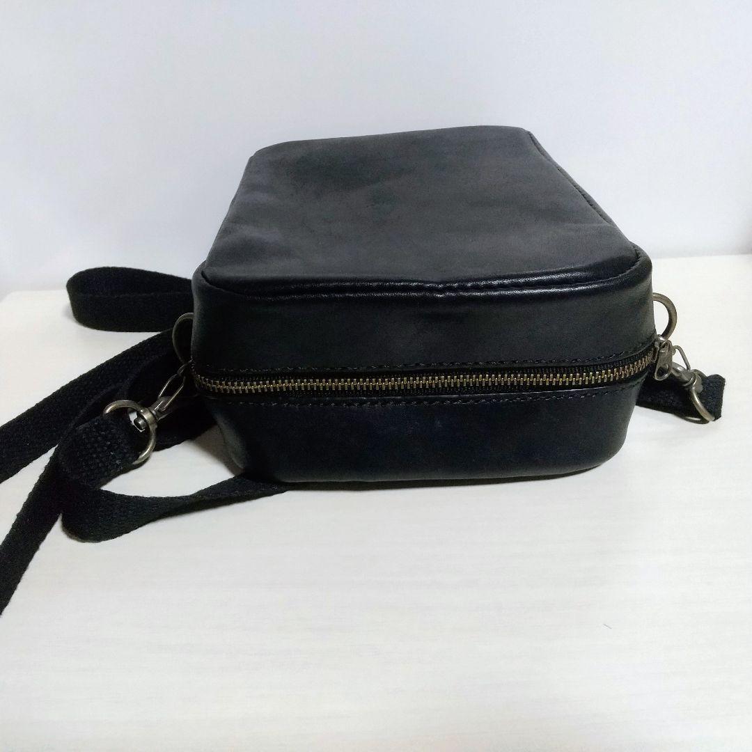 ハンドメイド レザー ショルダーバッグ（ブラック）