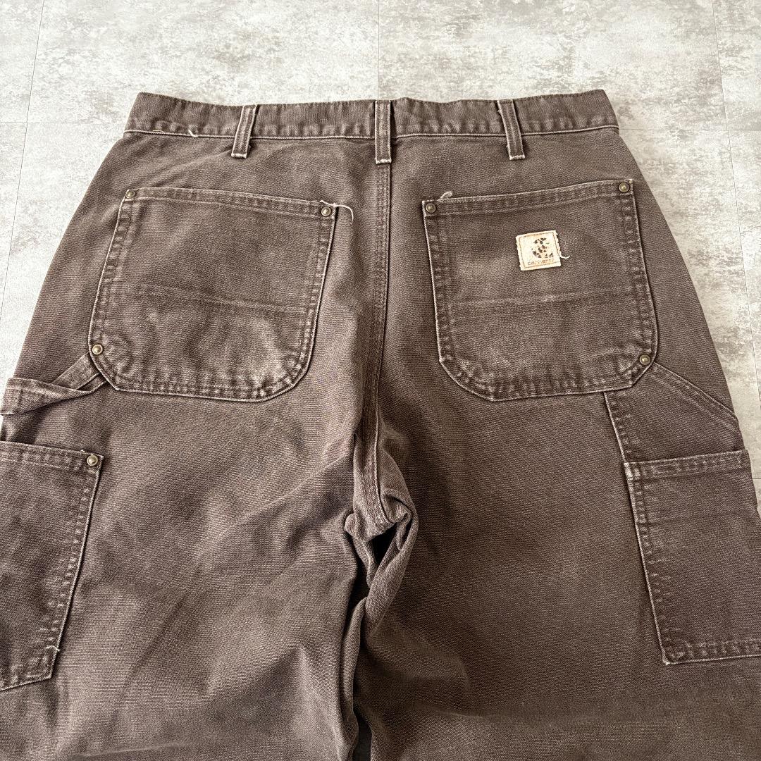 00s メキシコ製USA生地 ダークブラウン ダブルニー カーハート 33×32