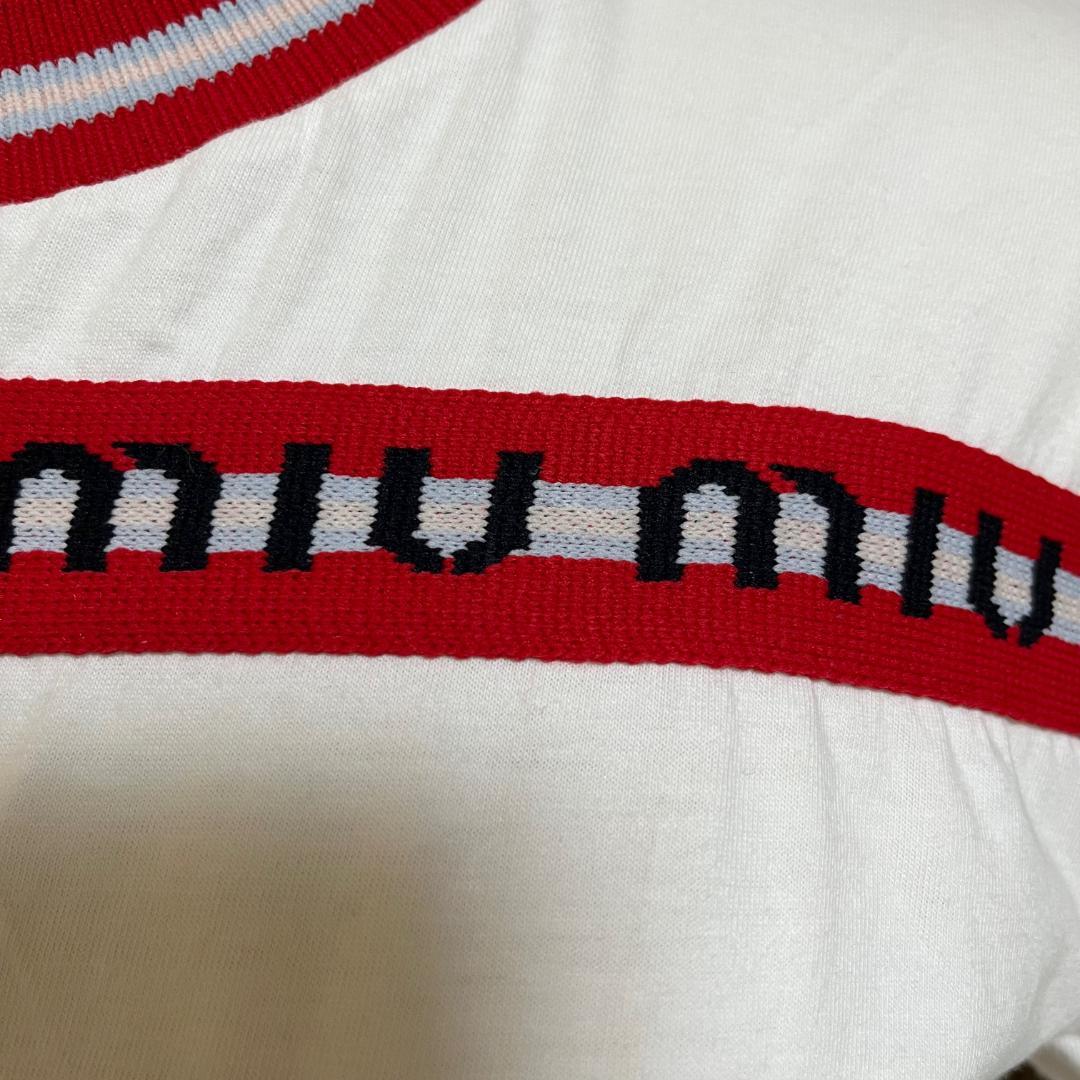 ミュウミュウ　半袖Ｔシャツ　ホワイト　ロゴ Sサイズ　MIUMIU