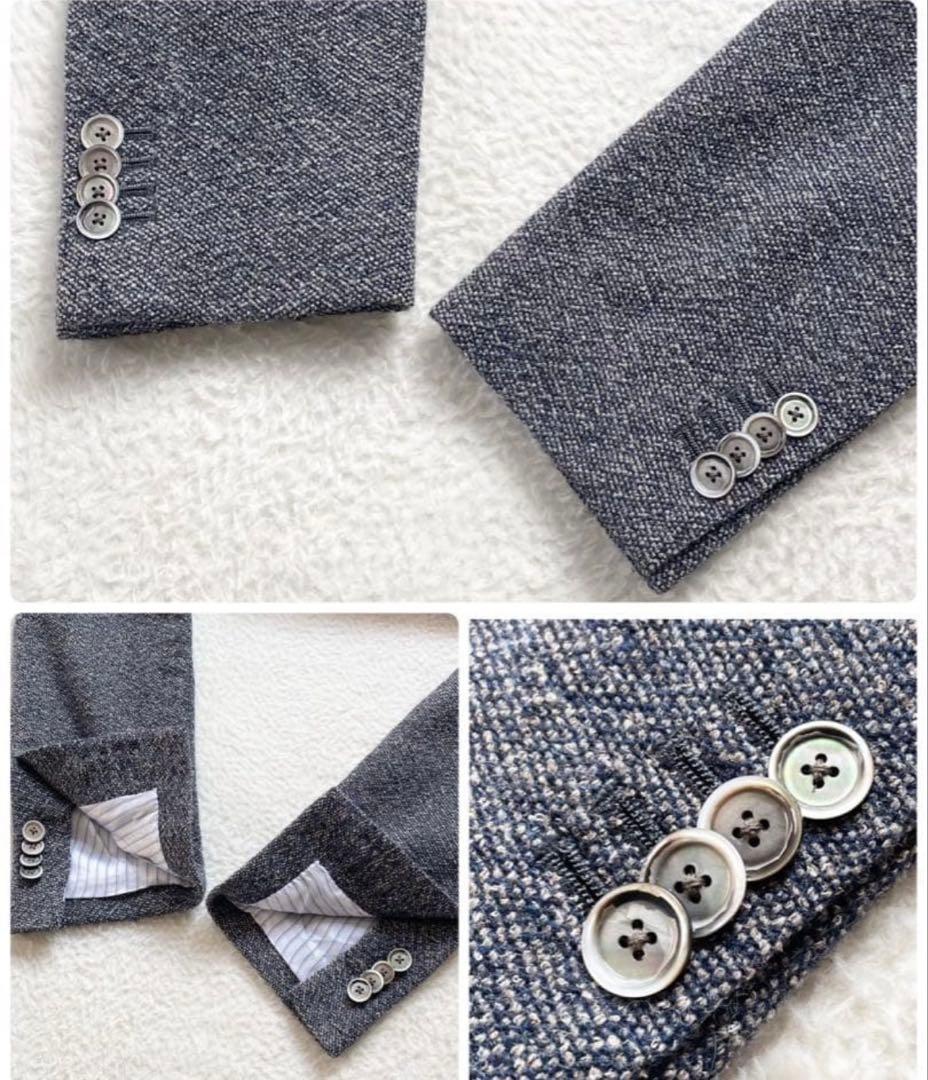 LARDINI ツイード テーラードジャケット シェルボタン 44 ハンガー付き