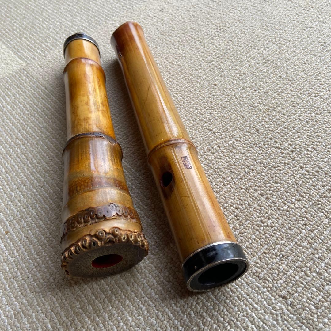 236尺八本体 一尺八寸管　忠輔銘　竹製 5穴
