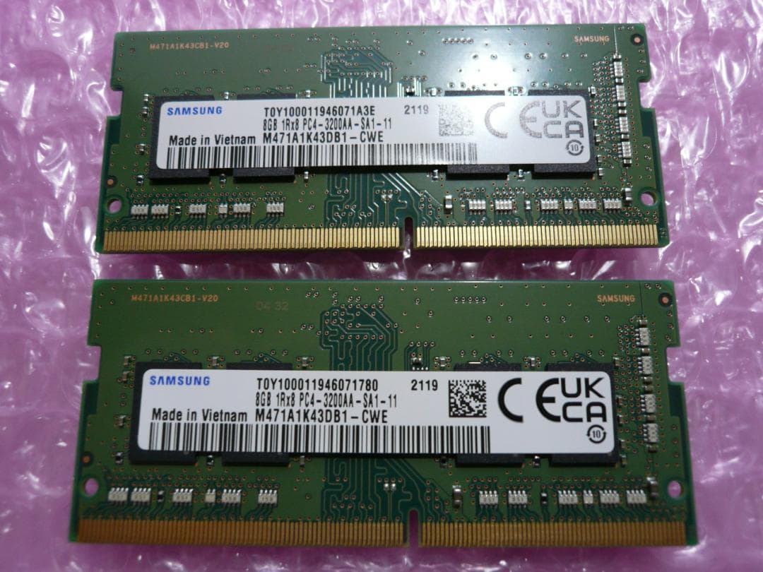 メモリー Samsung 16GB DDR4 PC4-3200 SO-DIMM 8GBx2