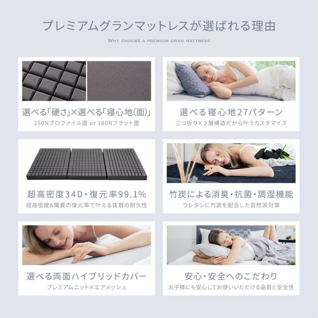 GOKUMIN 三つ折りプレミアムグランマットレス ダブル