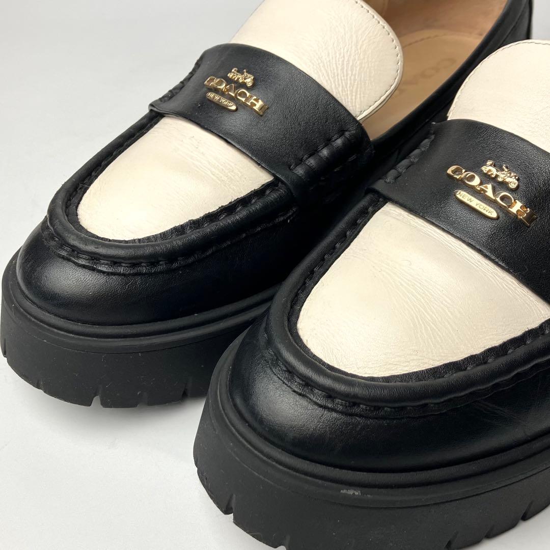 【美品】COACH ルーシー　厚底　レザーローファー　チャンキーヒール　23.5