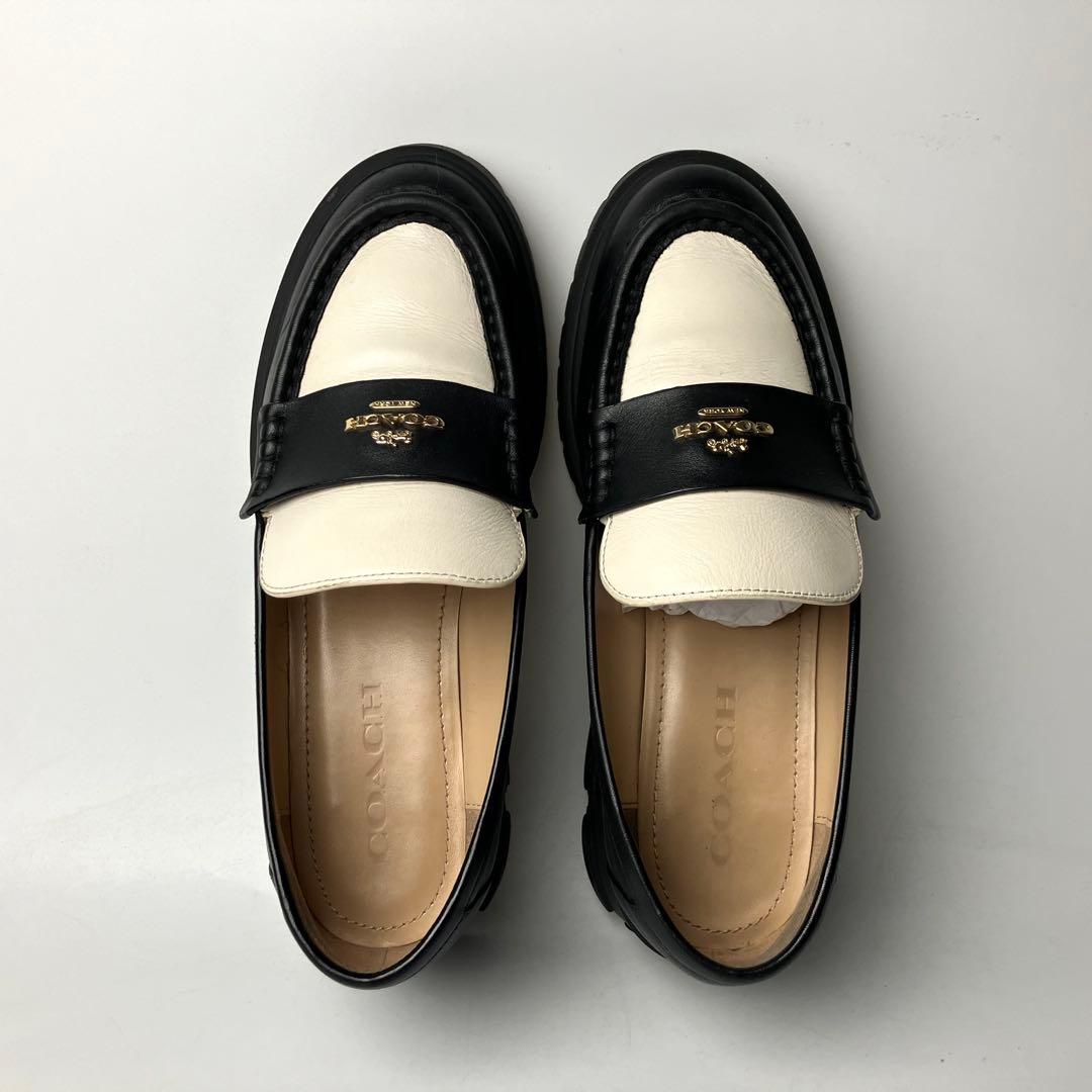 【美品】COACH ルーシー　厚底　レザーローファー　チャンキーヒール　23.5