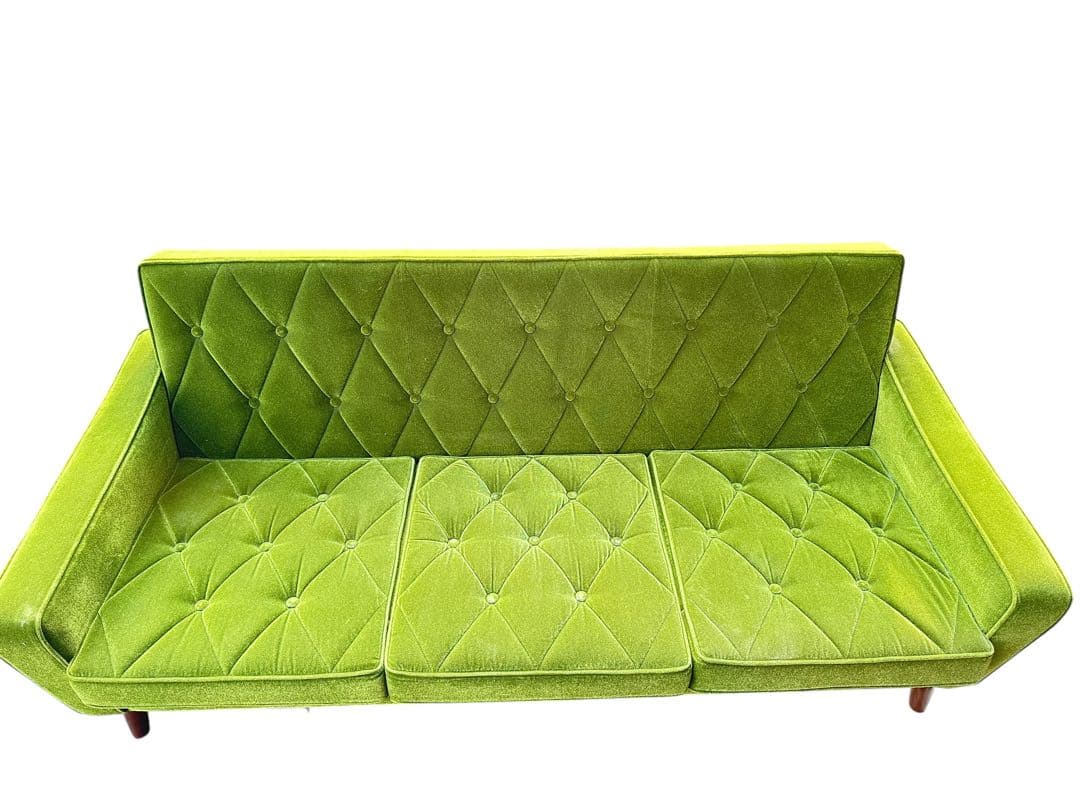 かる　【美品】カリモク ロビーチェア 3シーター モケットグリーン