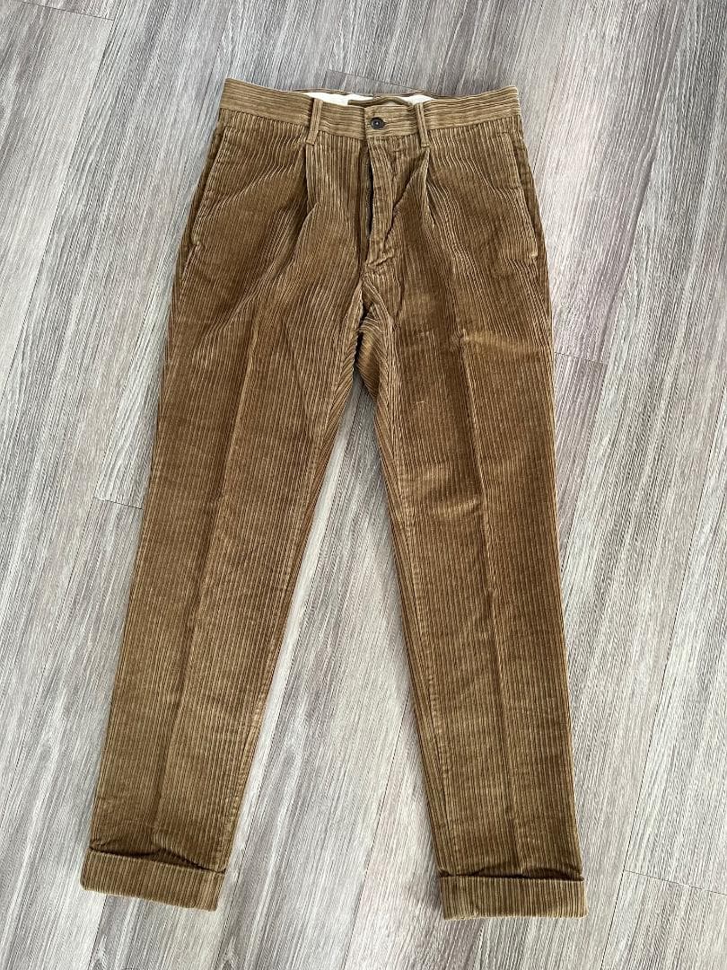 最終【新品】INCOTEX スラックス コーデュロイ 太畝 W30 オーカー