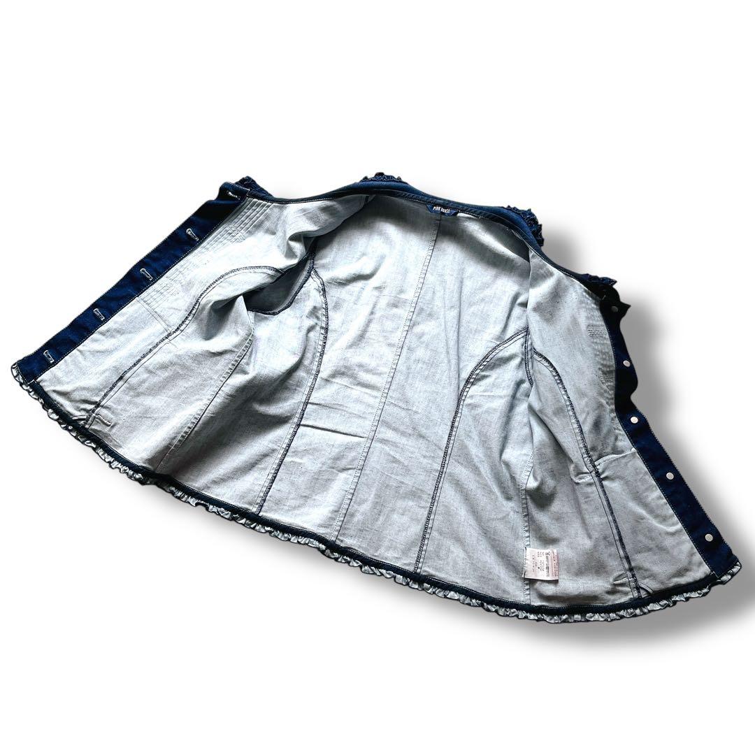 【Lサイズ】PINK HOUSE ピンクハウス フリル ショート丈 Gジャン 紺