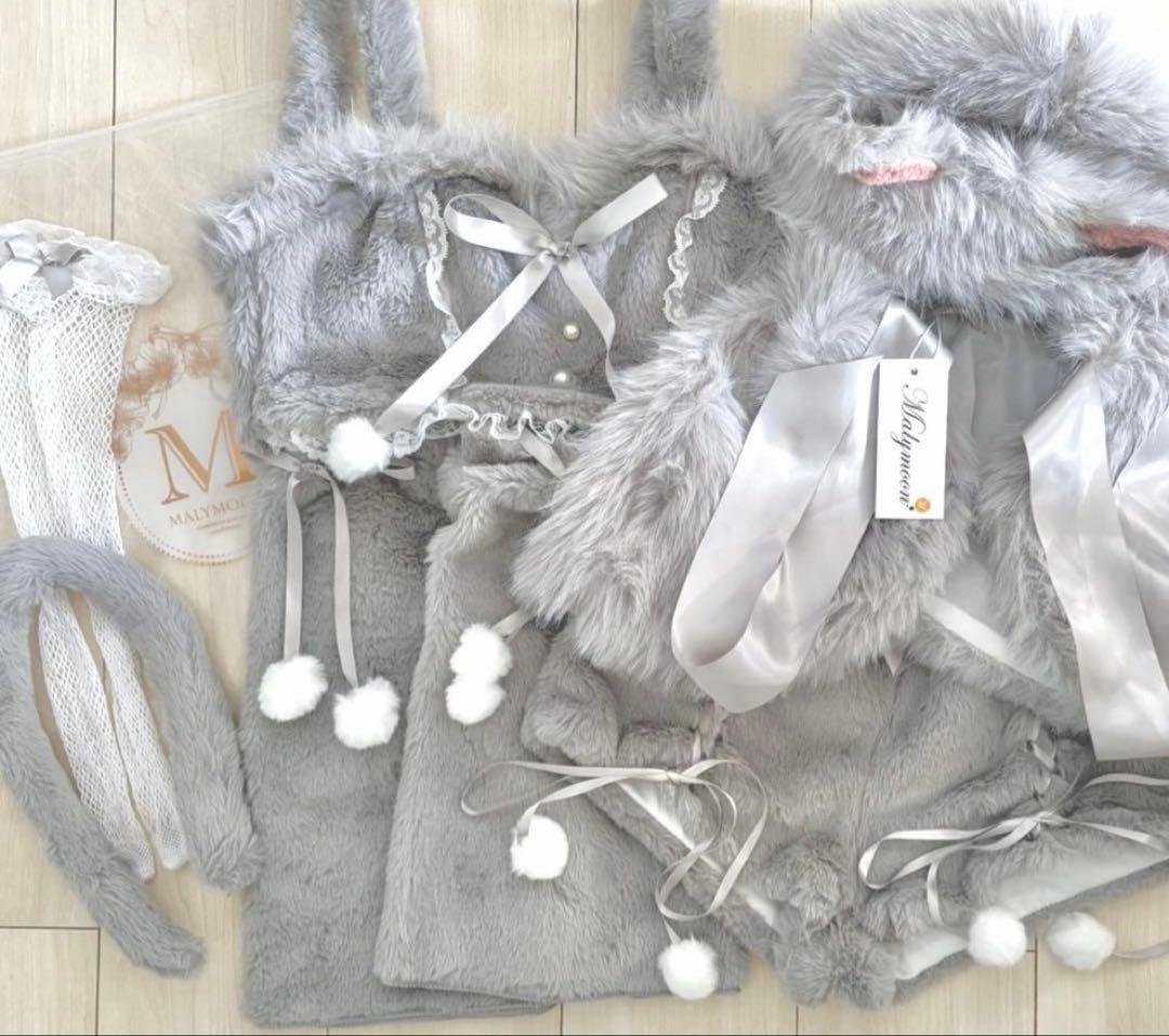 malymoon ふわふわ メレンゲ リボンキャット サンタ 猫 グレー