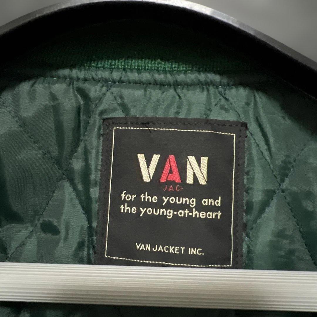 み*り様 VAN JAC スタジアムジャンパー　グリーン　 袖皮　Lサイズ　美品