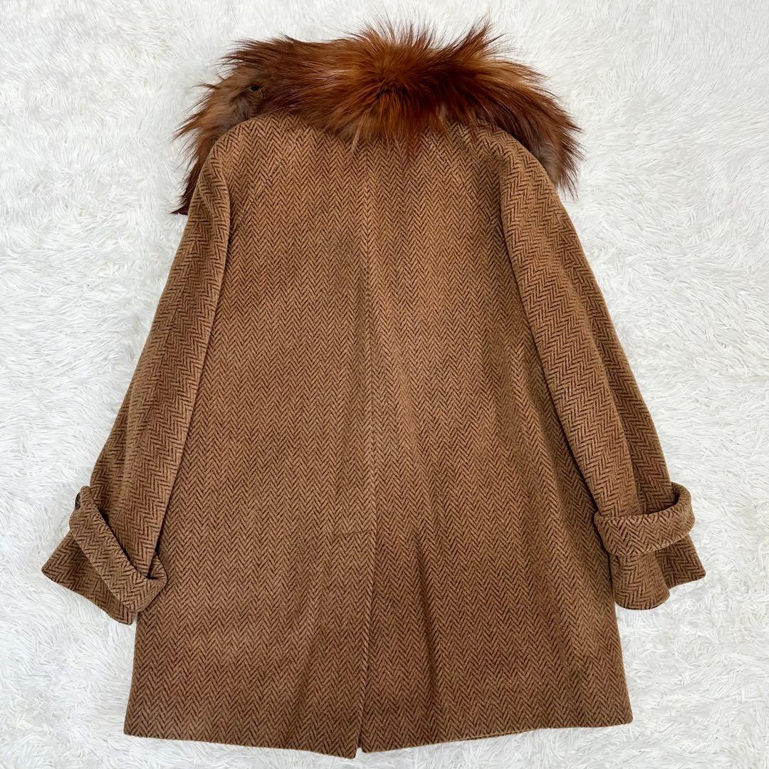 フェンディ　ロングコート　フォックスファー　アルパカ　モヘヤ　ヘリンボーン 42