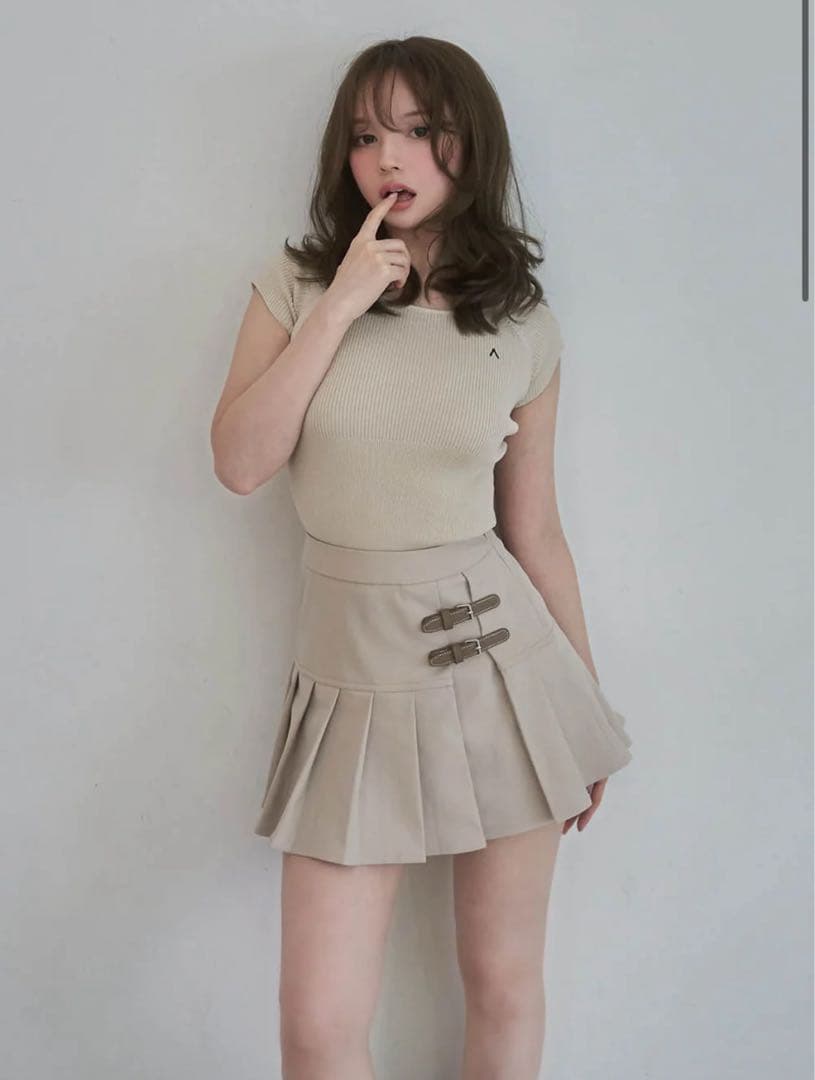 andmary Giselle pleats skirt ベージュ