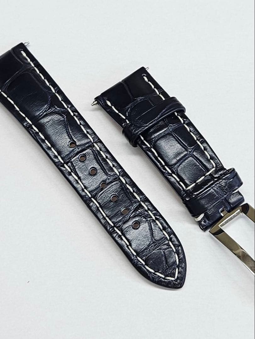 だいちゃん ブライトリング Dバックル レザーベルト 紺22-18 純正品