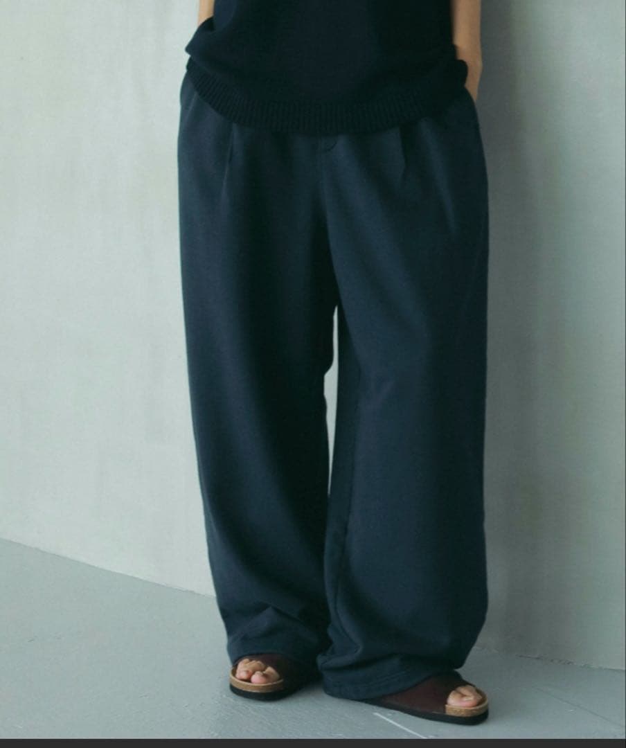 【ETRE TOKYO】スウェットタックパンツ/ネイビーM