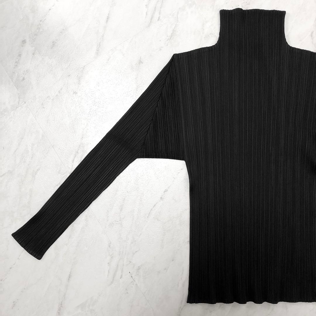 ✨極美品✨プリーツプリーズ 長袖カットソー ハイネック XLサイズ ブラック