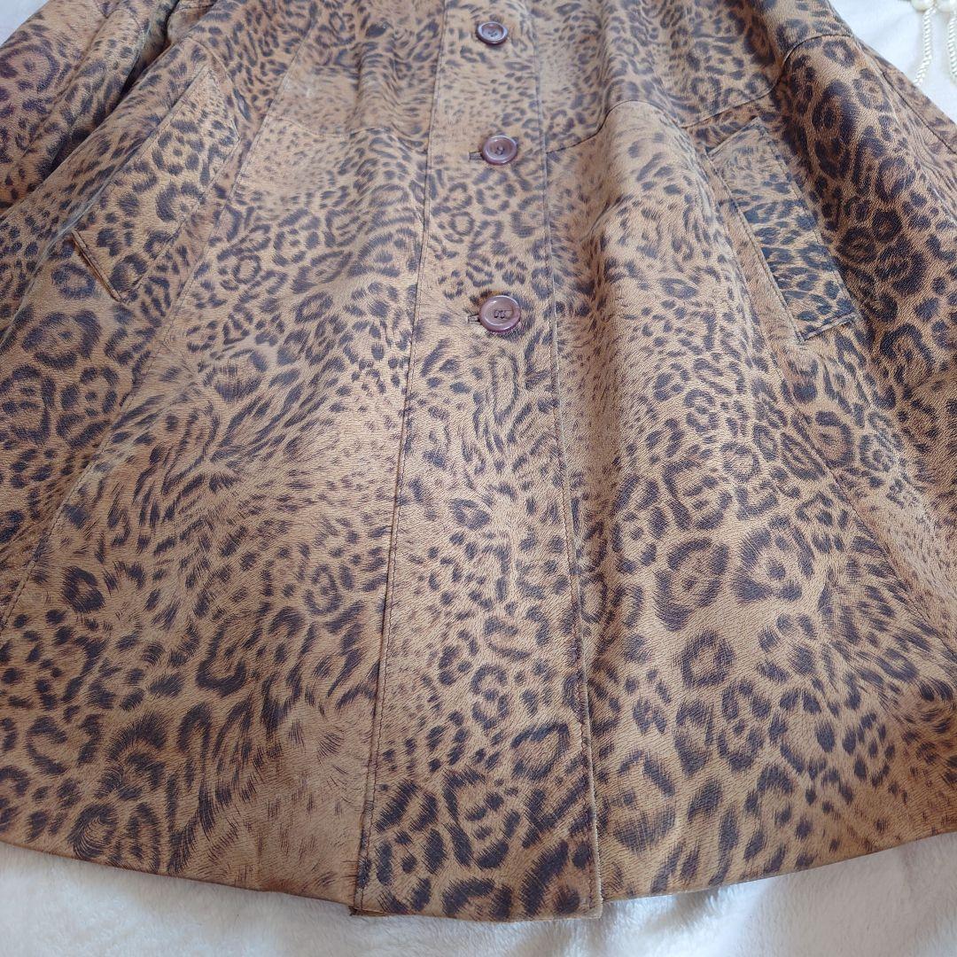 海外ビンテージ ヒョウ柄 本革レザーコート カナダ製 大きいサイズ レオパード