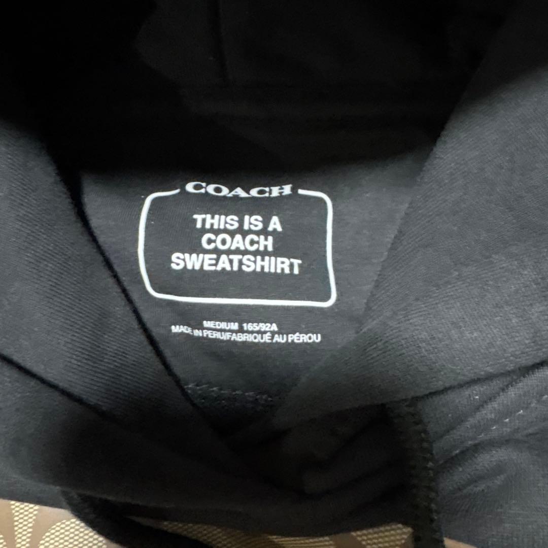 COACH 黒 M パーカー ロゴプリント