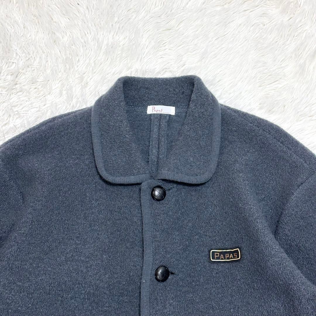 【極暖ヘビーウール×希少XL相当✨】パパス メルトンコート 胡桃ボタン グレー