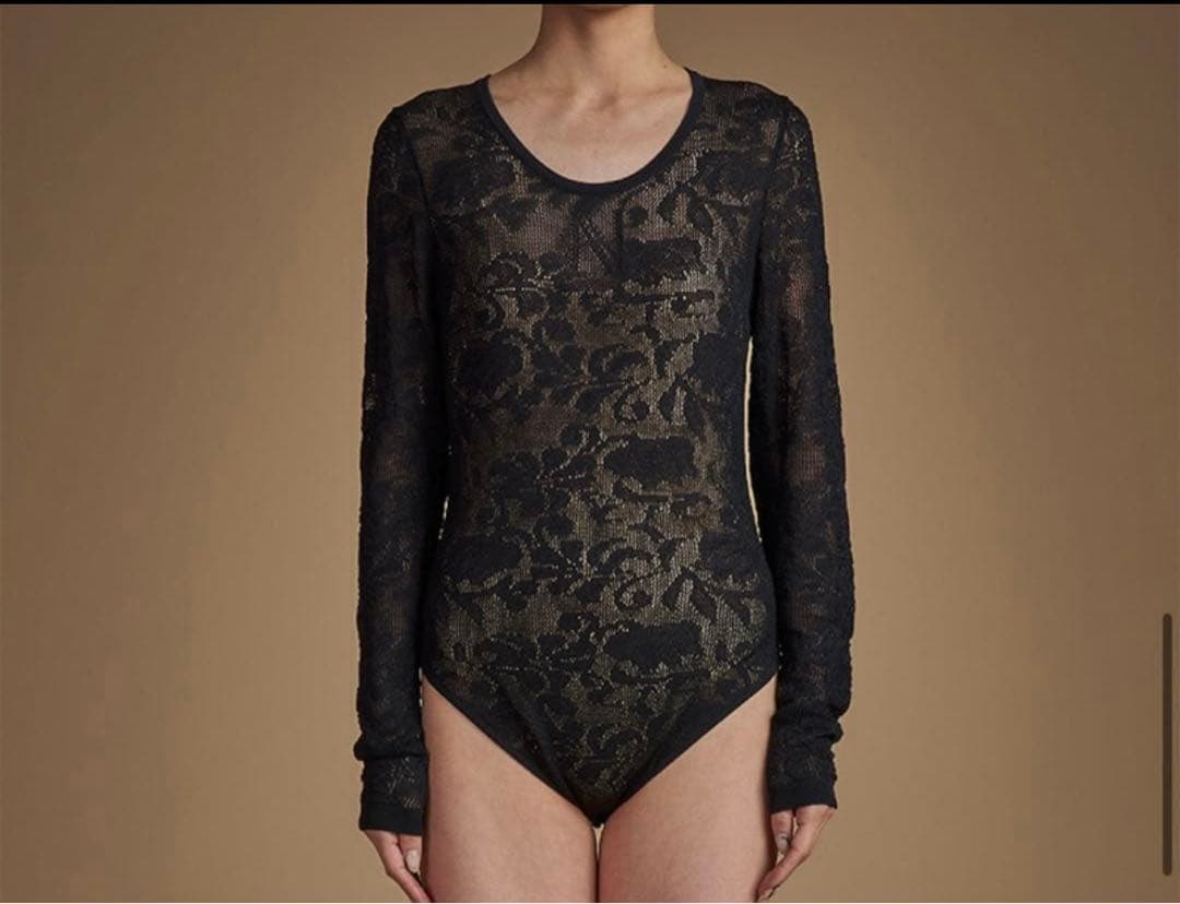 HAENGNAE ブラック レースボディスーツ フリーサイズ