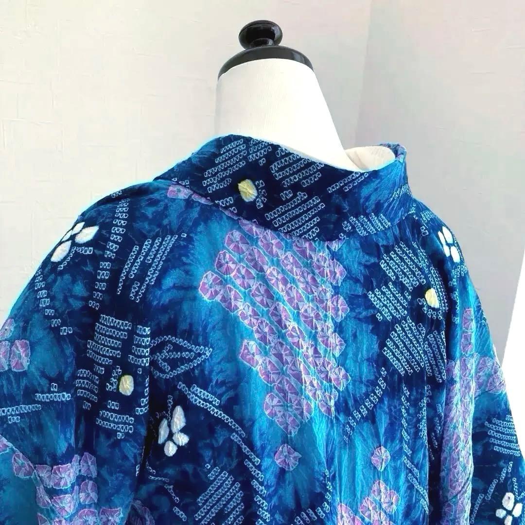 椿★ 有松絞り浴衣・有松鳴海絞り 大輪花模様　上質　N7-16