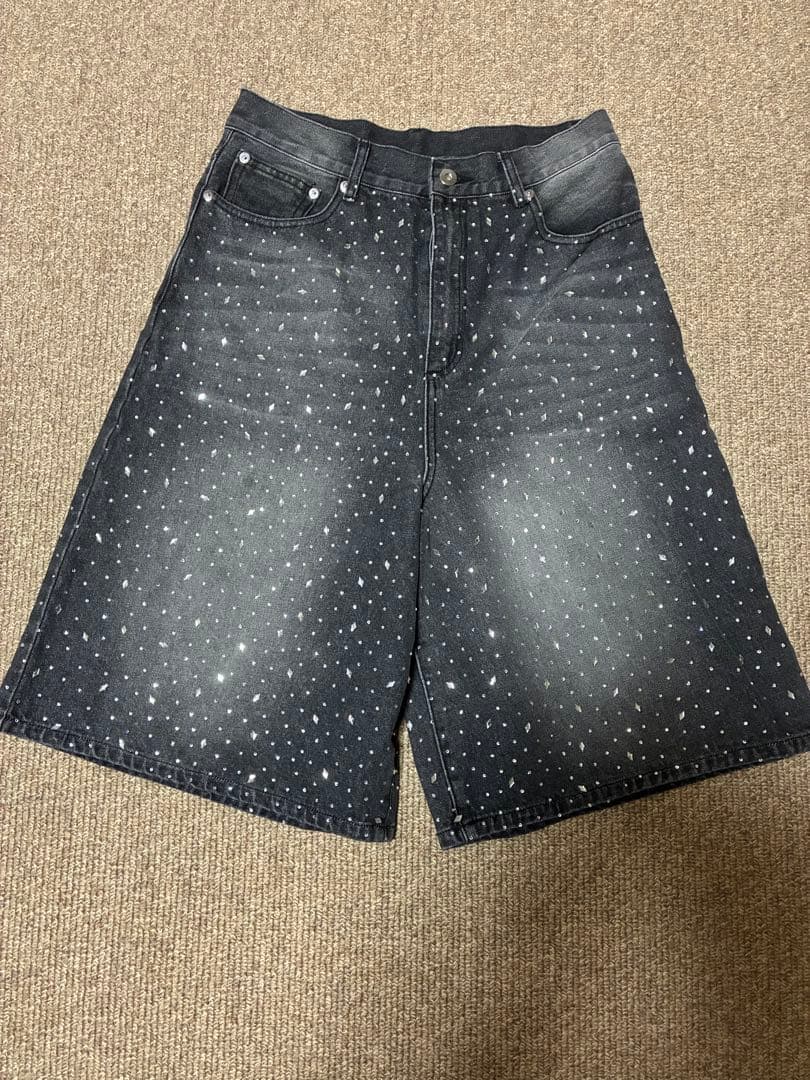 最安値 a2o クリスタルストーンデニムショーツブラック あおばくん あおば着用