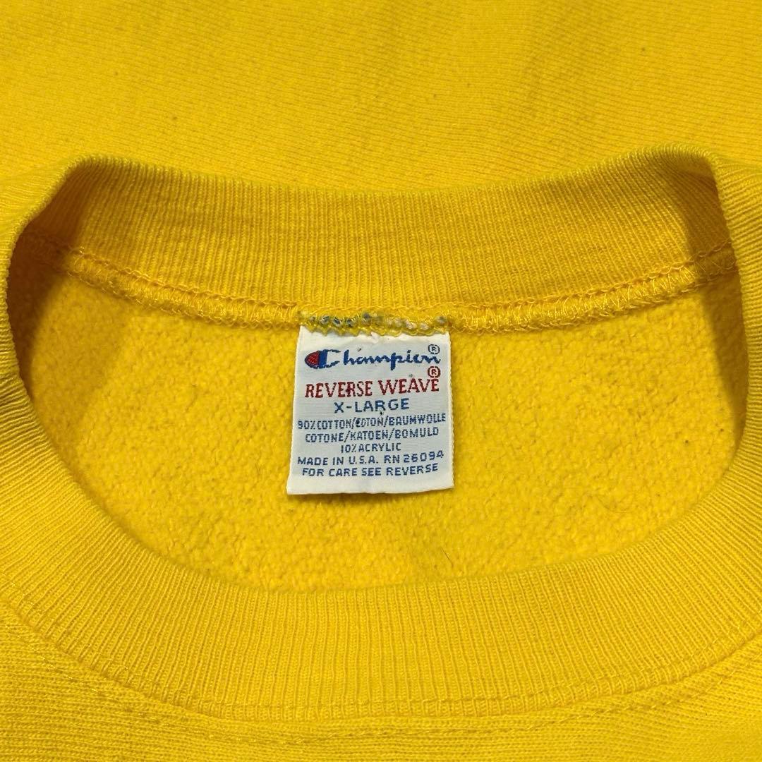 90s USA製 チャンピオン リバースウィーブ イエロー 黄色 無地 XL