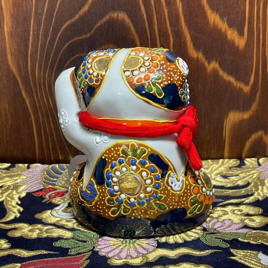 【願いが叶う】【病除け 厄除け】招き猫 赤盛り スコティッシュ 左手 オッドアイ