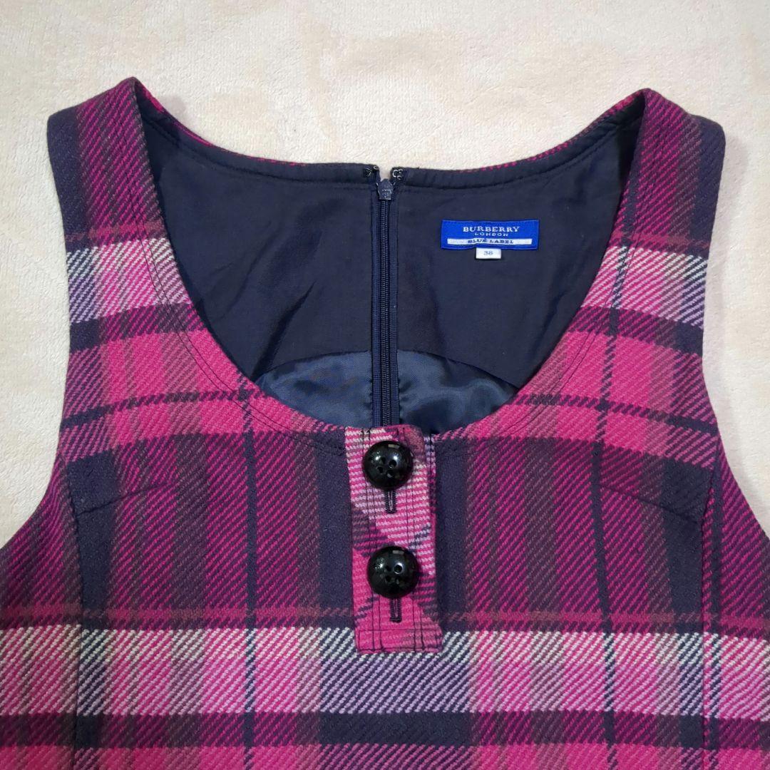 バーバリー　ブルーレーベル　ジャンパースカート　チェック　プリーツ　ピンク　38