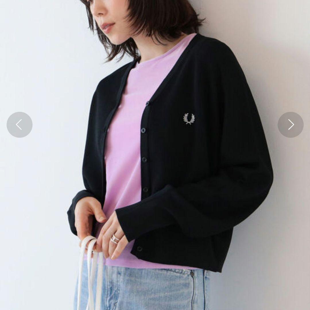 極美品 フレッドペリー × レイビームス / 別注 Vネックカーディガン 黒