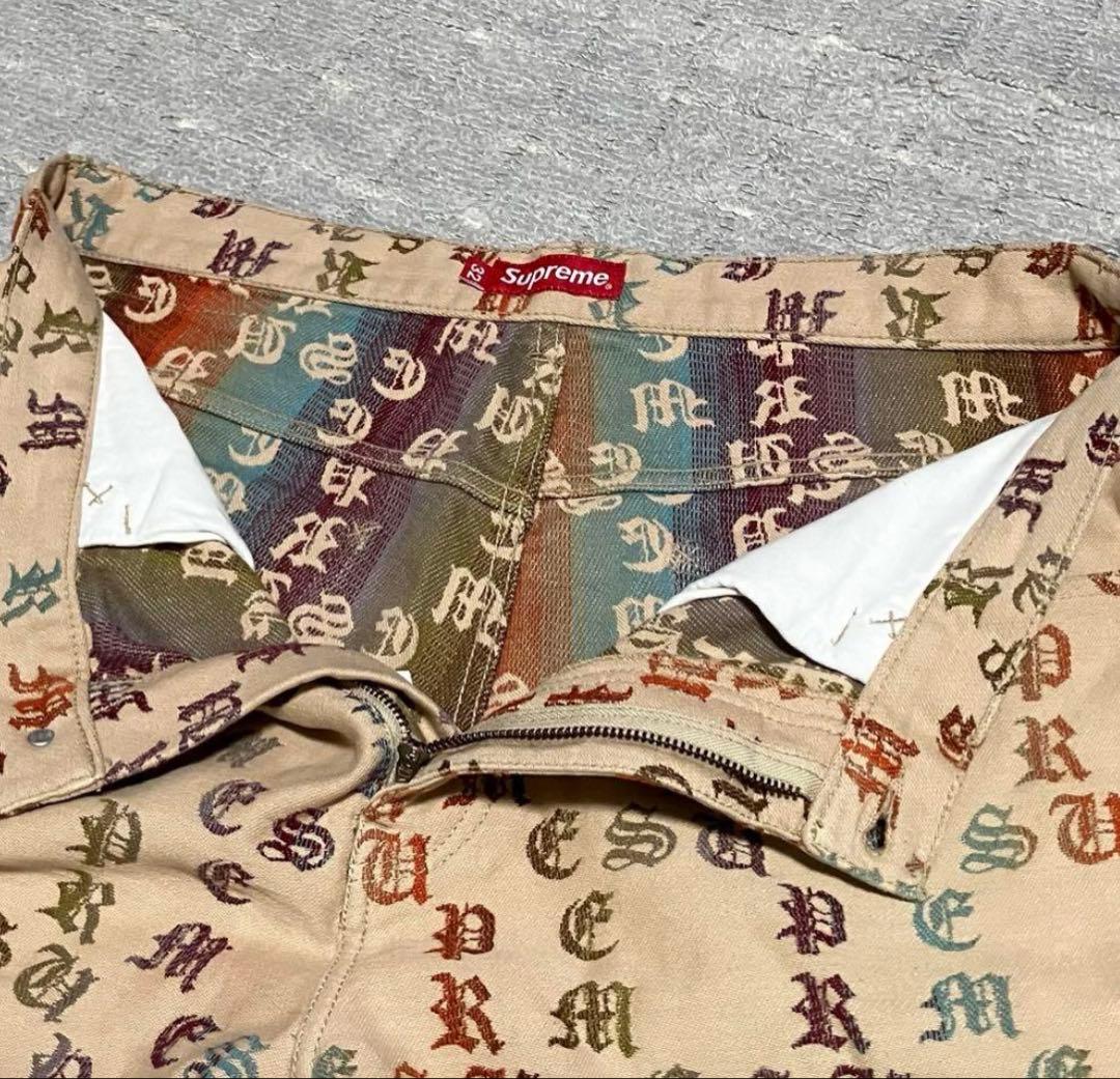 22ss！シュプリーム［ショートパンツ］デニム　ジャガード　総柄　ロゴ　ハーフ