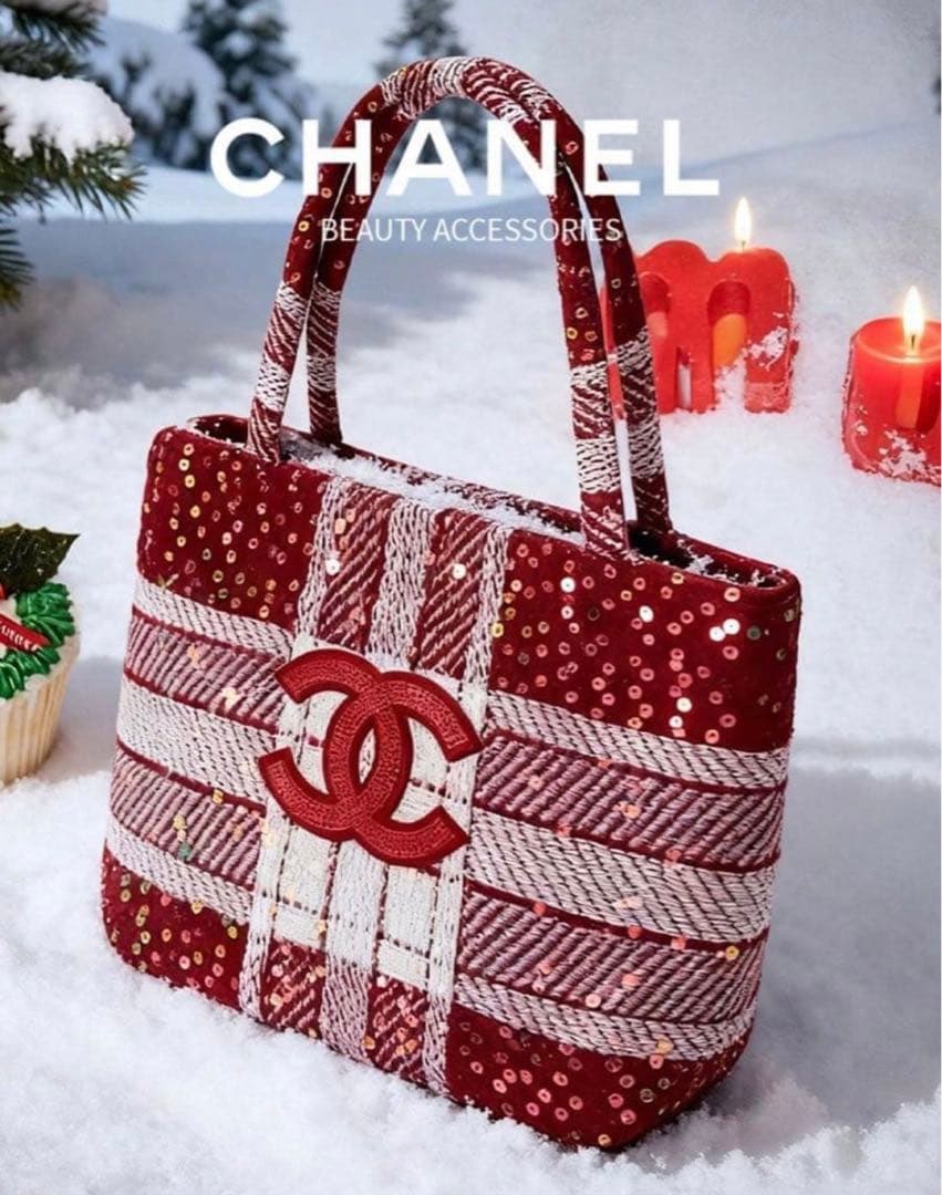 ラスト1点のみ　シャネル CHANEL 赤　新品　スパンコール トートバッグ