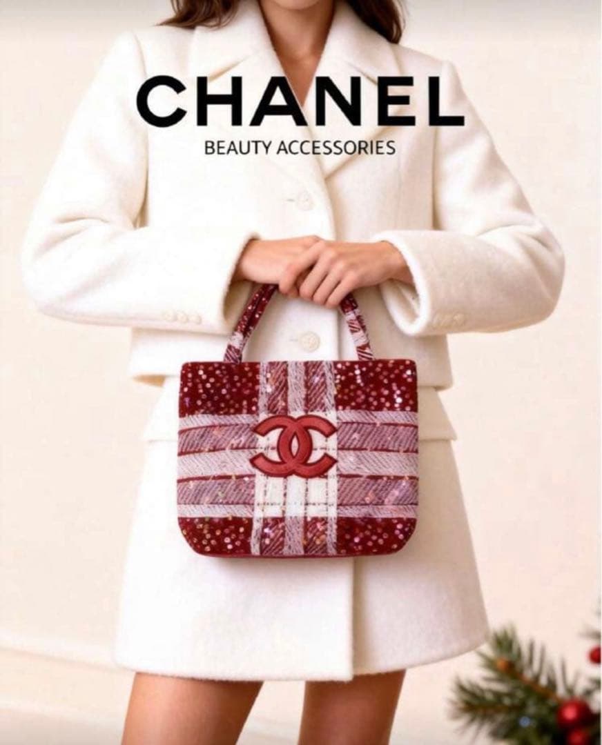 ラスト1点のみ　シャネル CHANEL 赤　新品　スパンコール トートバッグ