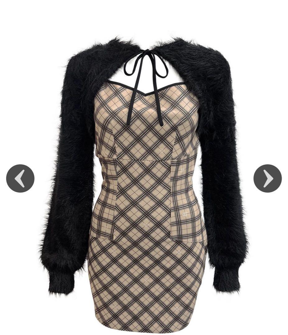 ミシェルマカロン オリジナルチェック柄アンサンブルミニワンピース