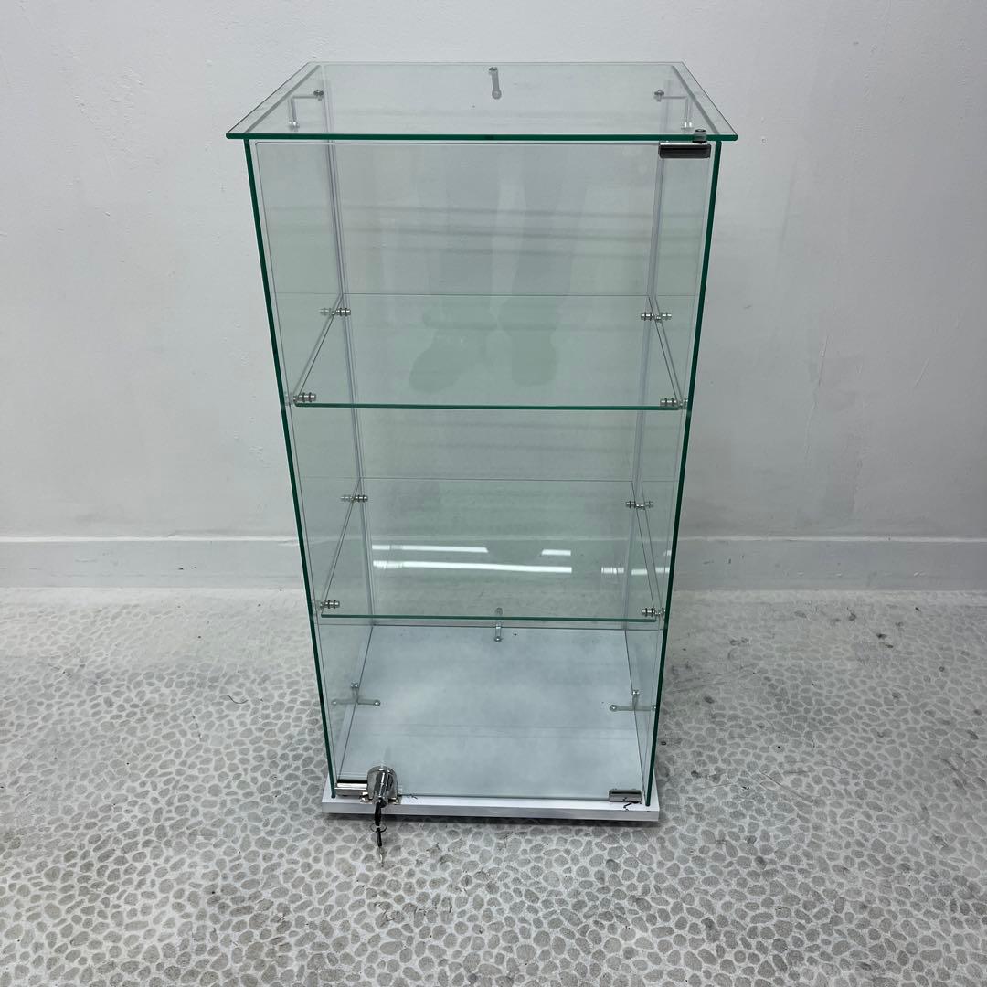 【配送可/直接引取歓迎】全面強化ガラス コレクションケース 3段 白塗装・鍵付き