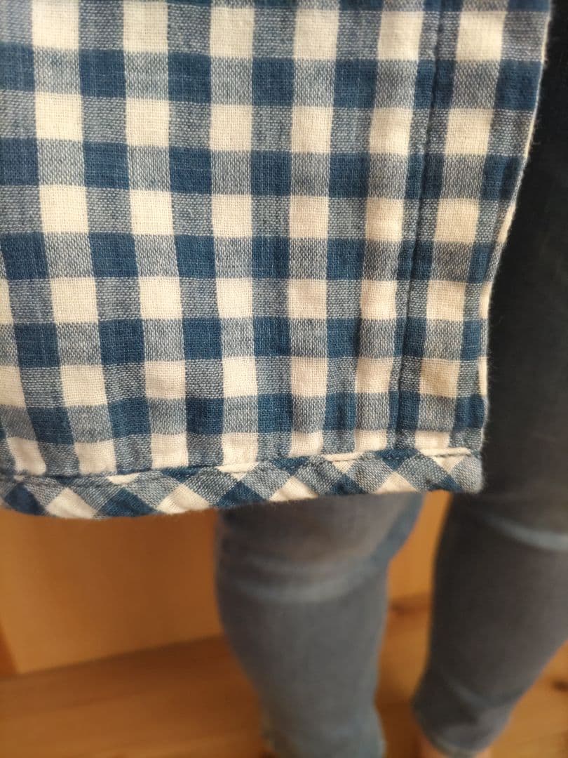 快晴堂チュニック（幅広青色チェック）