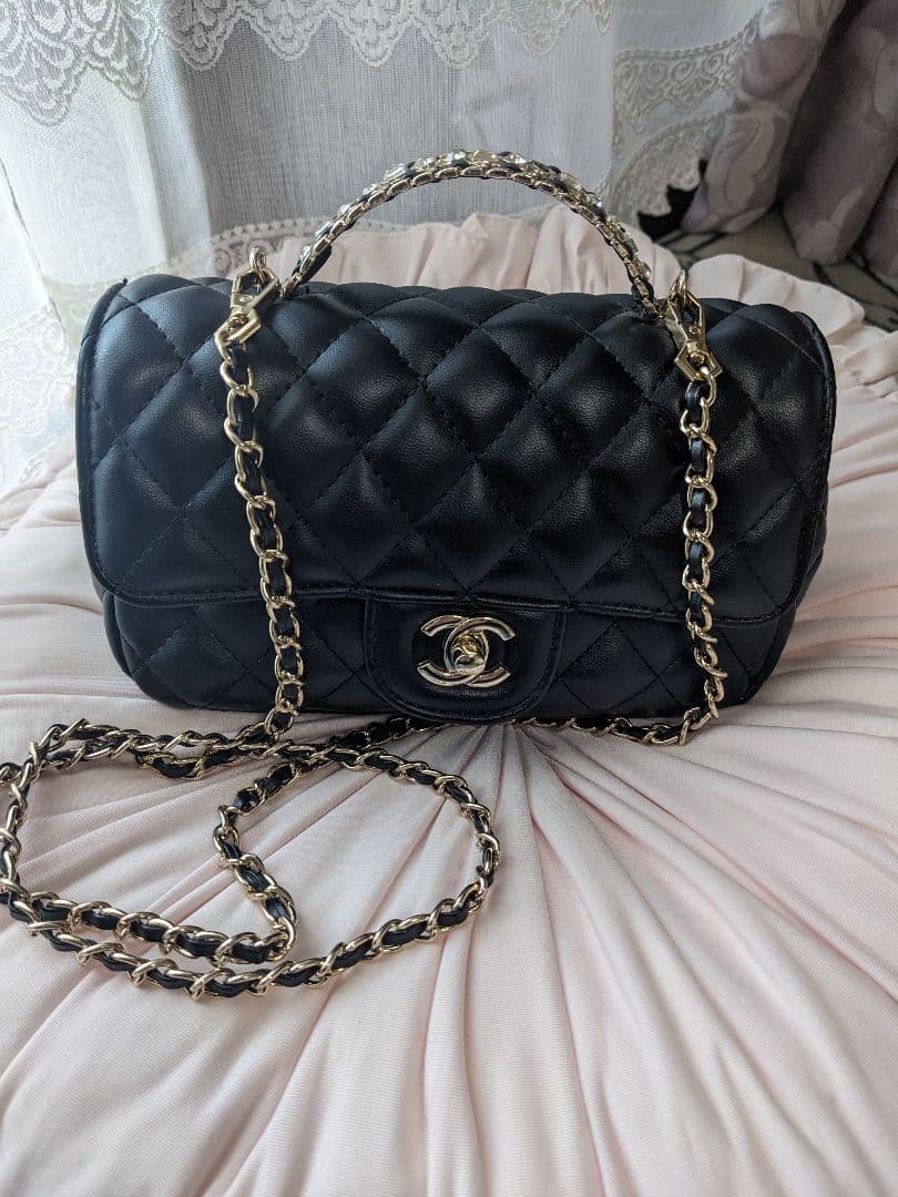 ビジューハンドル＆ショルダーバック