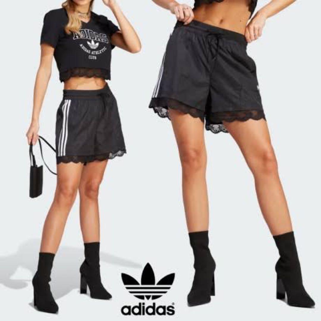 adidas レース トリム スリーストライプス ショーツ ショートパンツ