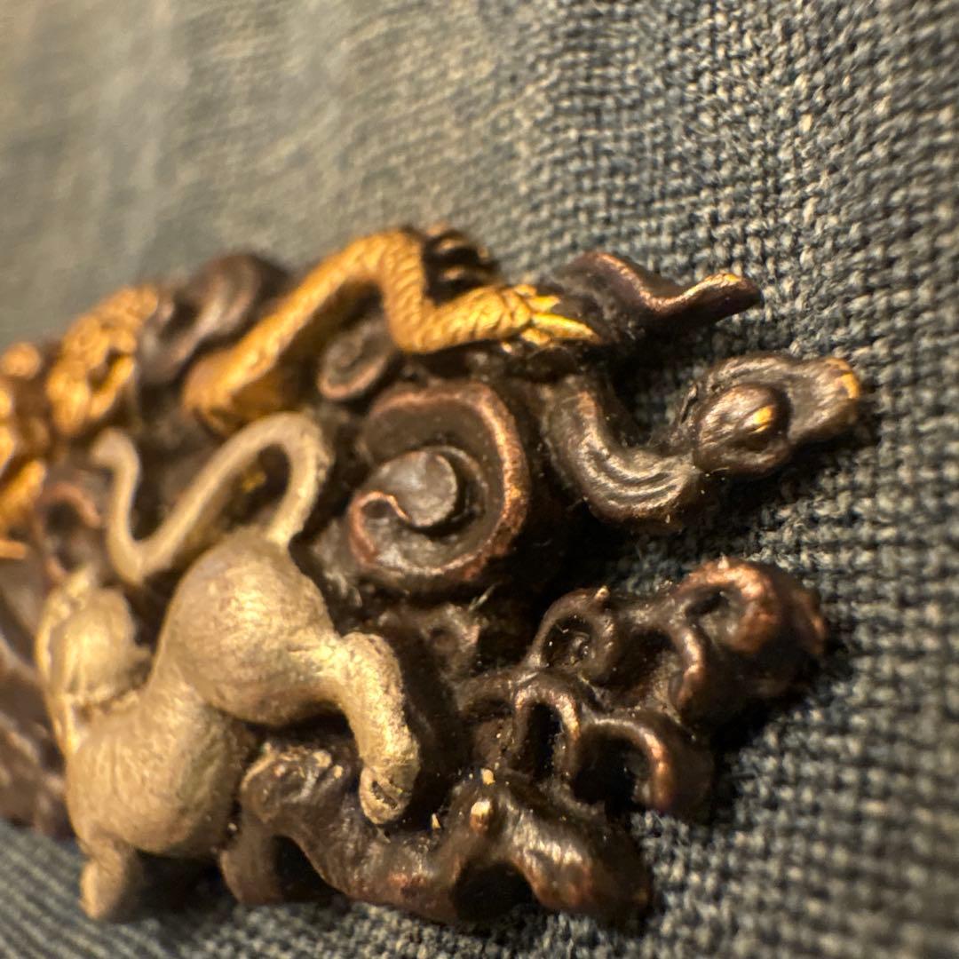 SALE⬇️時代物 目貫 龍虎　金銀　骨董　金工　刀装具　銅製