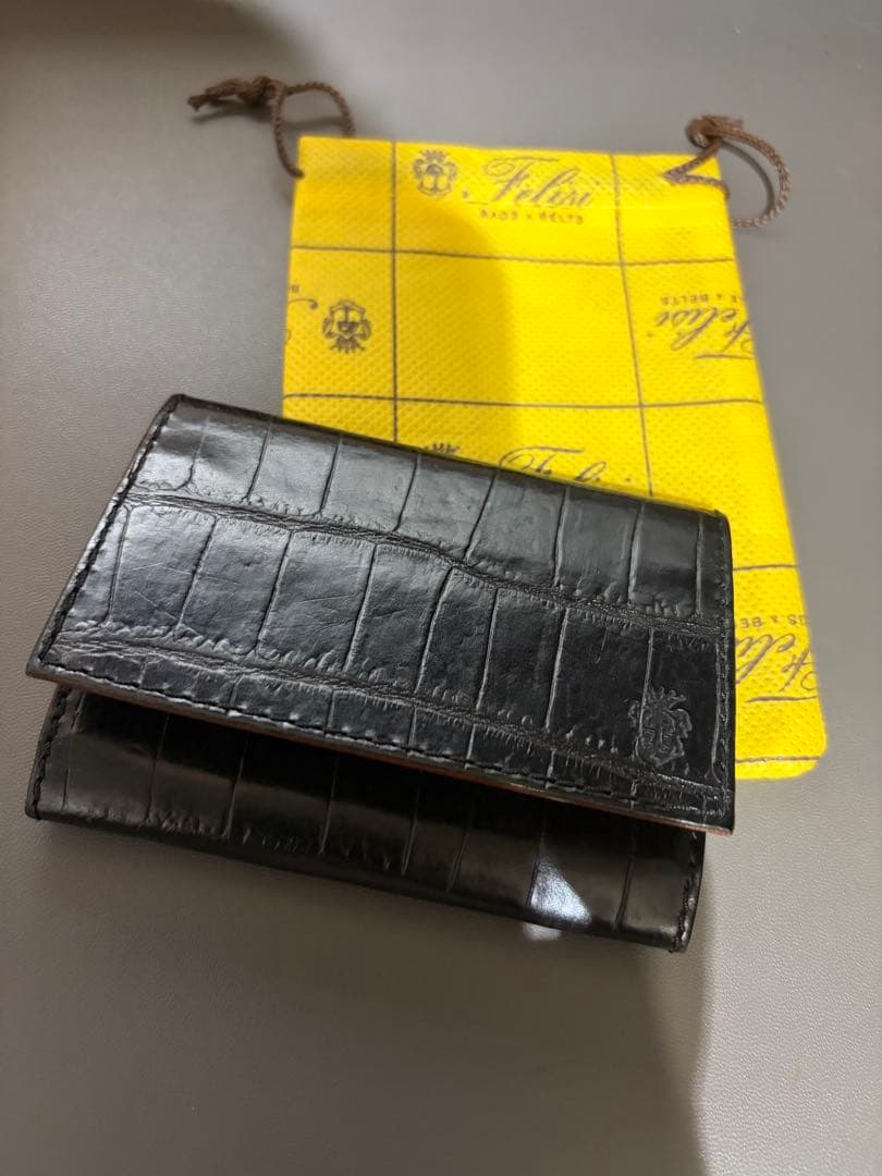 t*u様 【美品】フェリージ/felisi クロコ名刺入れ　ブラック