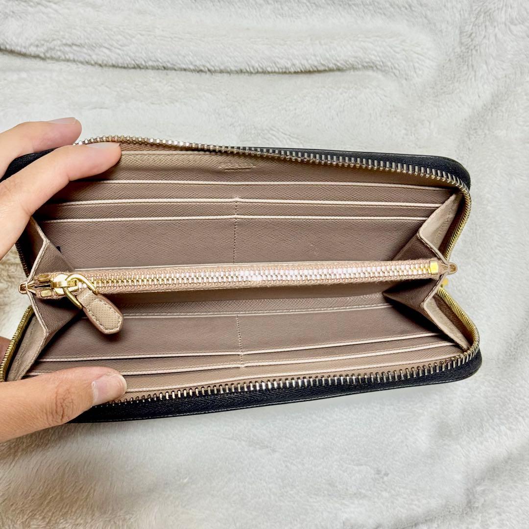 PRADA プラダ　長財布　サフィアーノ　ブラック　ゴールド金具