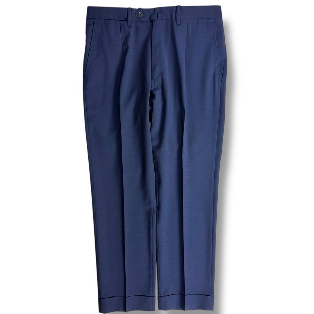 J6387 美品 デペトリロ ソリッドアンコンスーツ ネイビーブルー 46