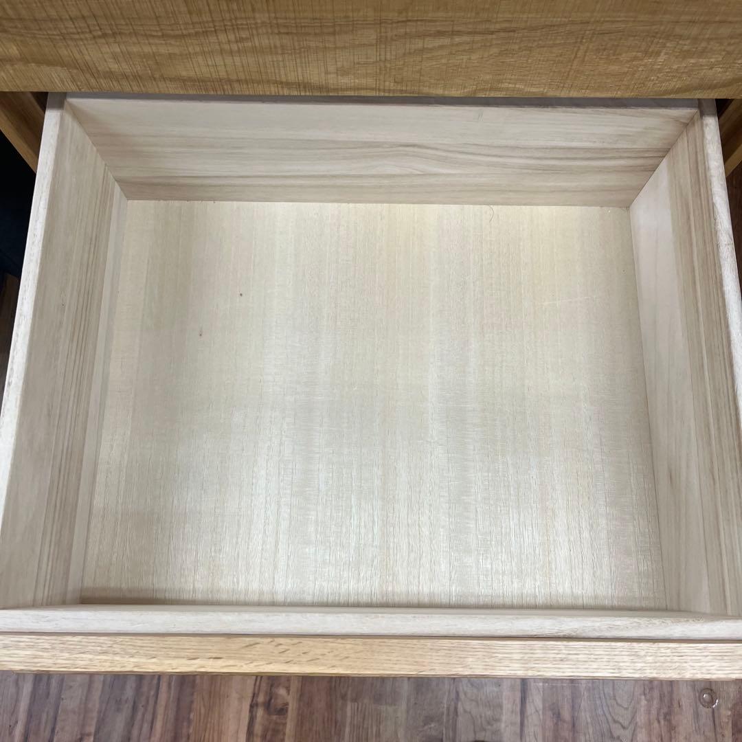 起立木工　サイドチェスト 3段 オーク無垢材 鋸目デザイン 幅60cm