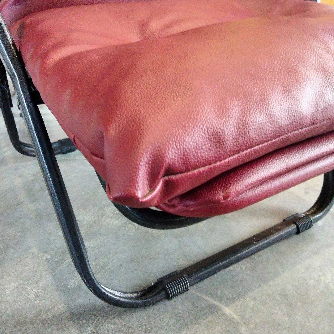 折り畳み可能　リクライニングチェア　ワインレッド