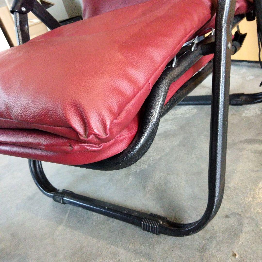 折り畳み可能　リクライニングチェア　ワインレッド