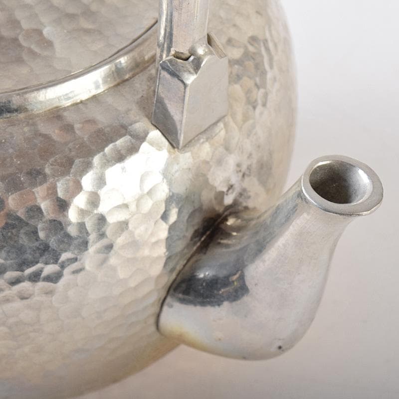 茶道具　平安　長栄堂造　純錫　湯沸かし　錫瓶　約497ｇ　共箱　D　R8102