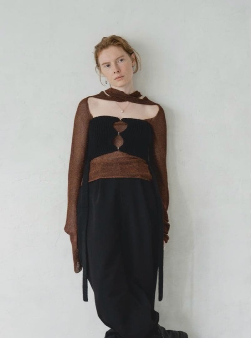 キューイ quui string knit bustier Black ビスチェ