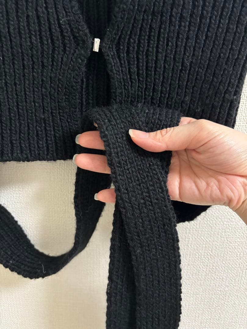 キューイ quui string knit bustier Black ビスチェ