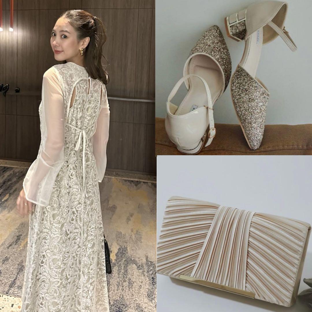 オケージョンドレス バッグ パンプス 結婚式 お呼ばれ まとめ売り 3点セット