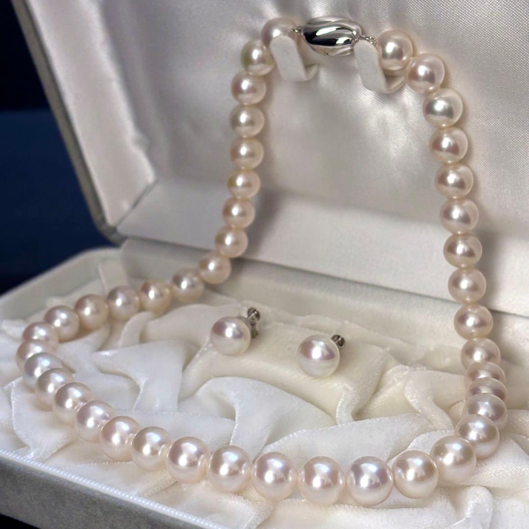 極美品✨超大珠　パール　ネックレス　イヤリング　セット　SILVER刻印　本真珠